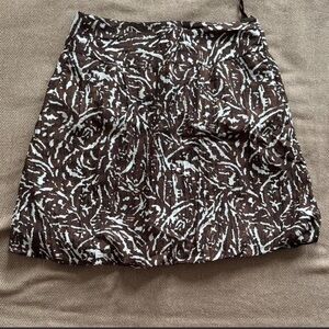 Banana Republic Abstract Brown and White A-Line Skirt